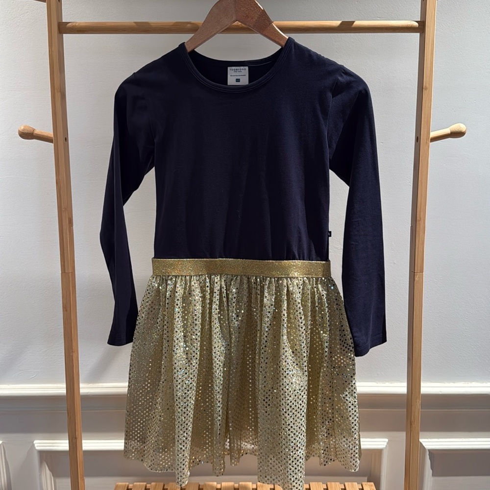 Toobydoo Navy and Gold Long Sleeve Dress